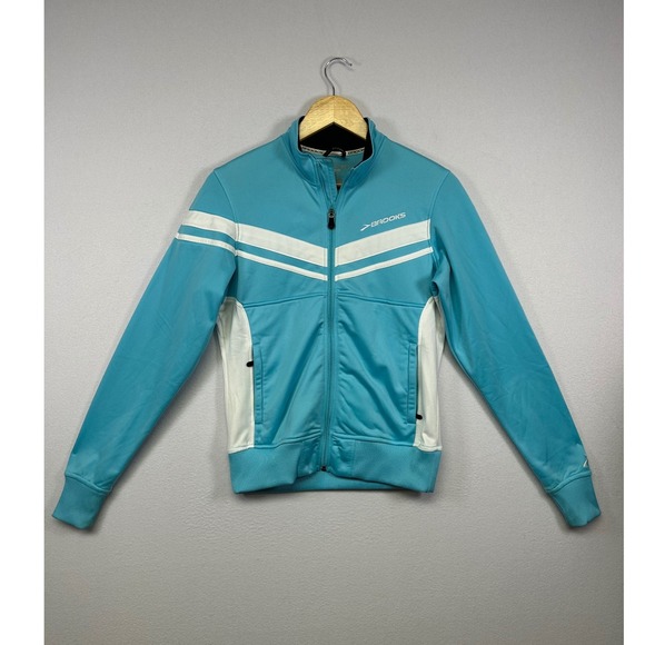 Brooks Other - Athletic Brooks Womens Medium Blue Full Zip Equilibrium Track Jacket Star Logo